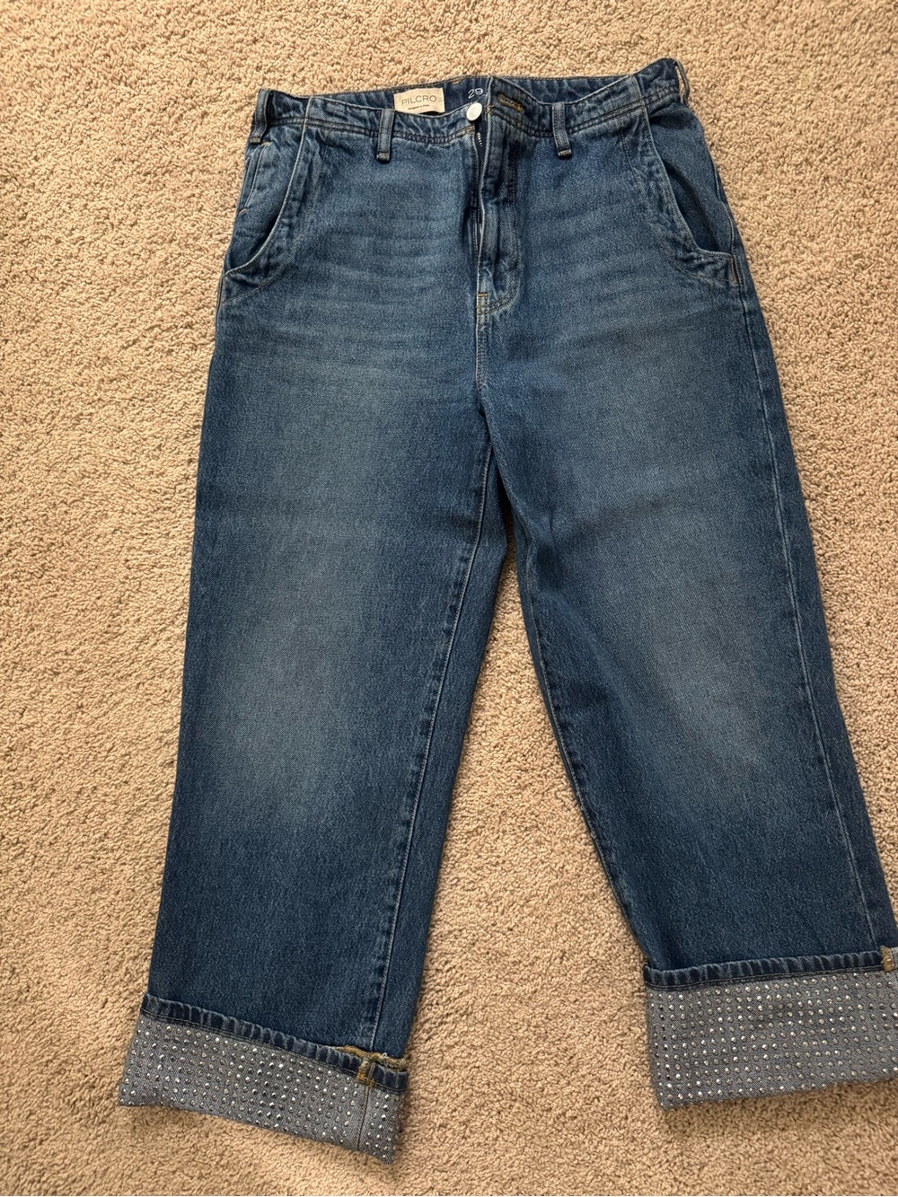 The Lonnie Cuffed High-Rise Crop Jeans by Pilcro: Sparkle Edition - Picture 6 of 7
